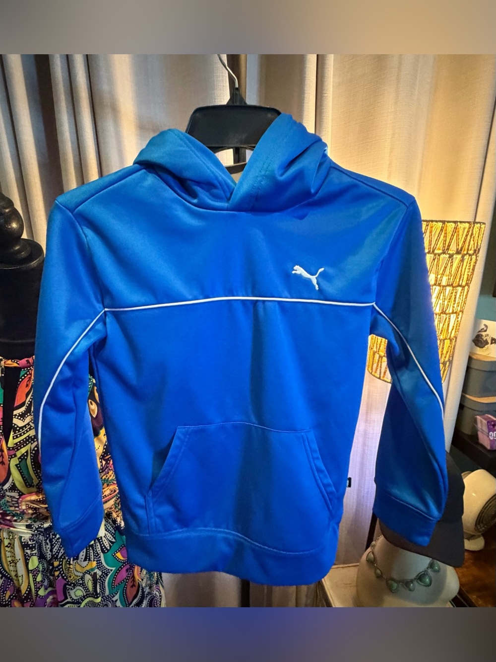 Puma Teal Blue Hooded Jacket with White Logo Tag